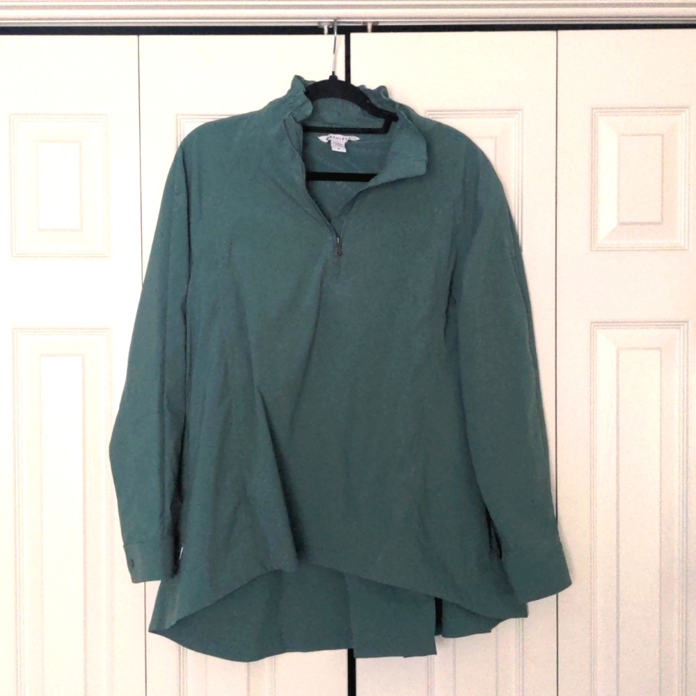 Athleta 1/4 Zip Hi-low Popover Raincoat with Ruffled Collar